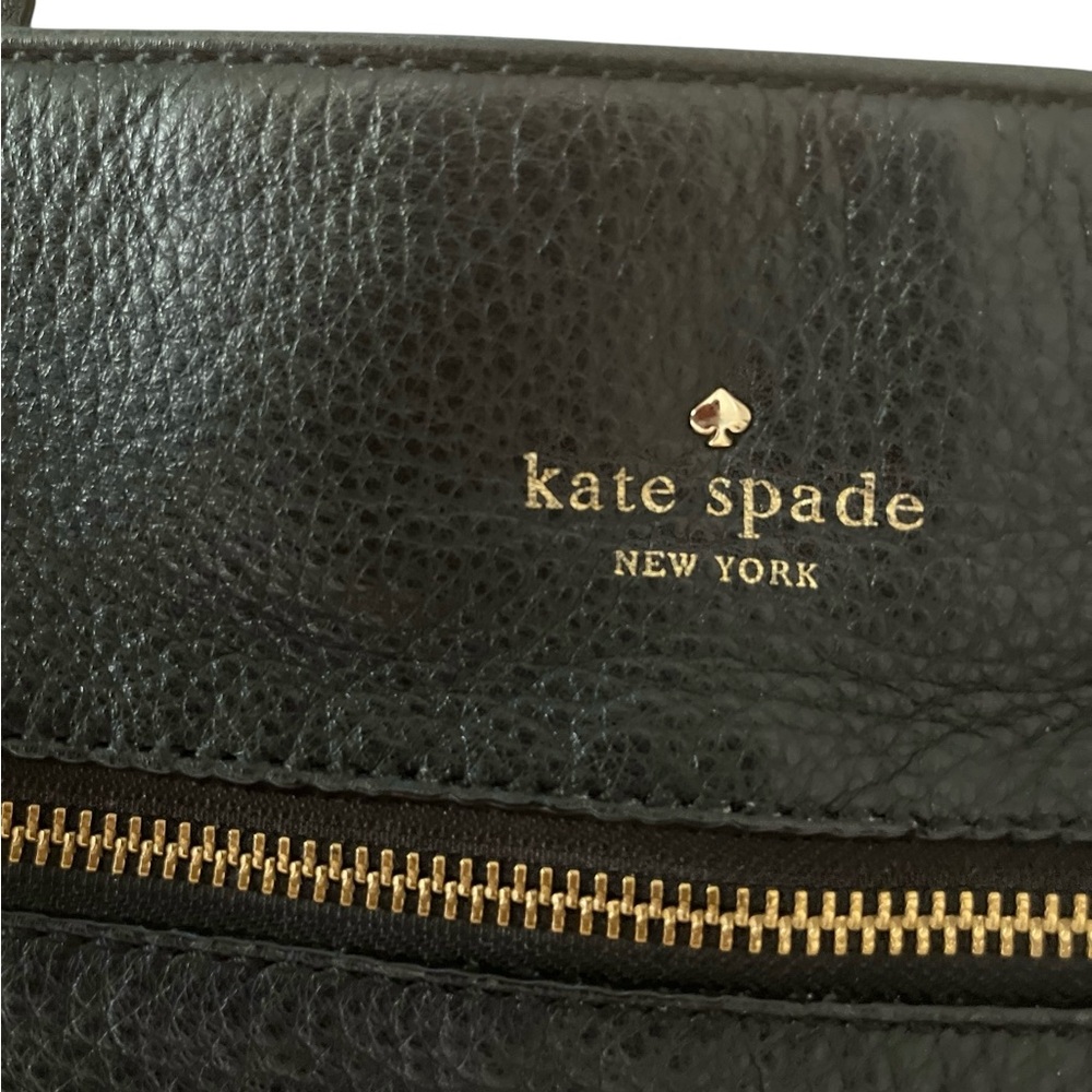 Kate Spade Womens Black Soft Pebble Leather Zip Crossbody Messenger Bag Handbag - Picture 7 of 14